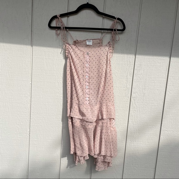Free People Dresses & Skirts - Free People Polka Dot Pink Ruffle Slip Dress